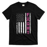 Fight Breast Survivor American Flag Breast Cancer Awareness Women Girls Kids Men T-Shirt