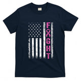 Fight Breast Survivor American Flag Breast Cancer Awareness Women Girls Kids Men T-Shirt
