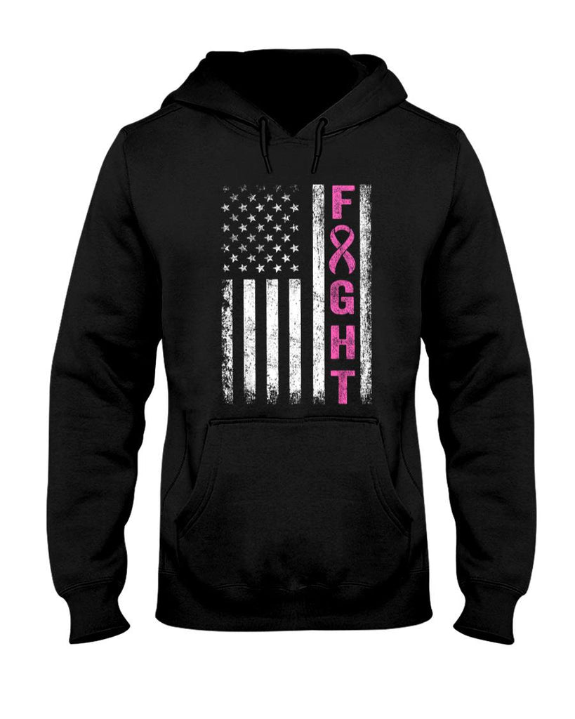 Fight Breast Survivor American Flag Breast Cancer Awareness Women Girls Kids Men T-Shirt