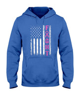 Fight Breast Survivor American Flag Breast Cancer Awareness Women Girls Kids Men T-Shirt
