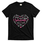 Pink Ribbon Heart Breast Cancer Awareness Survivor Warrior T-Shirt