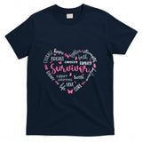Pink Ribbon Heart Breast Cancer Awareness Survivor Warrior T-Shirt