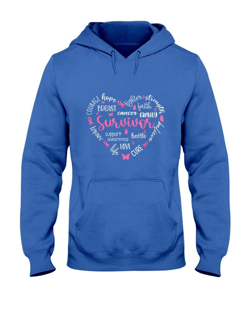 Pink Ribbon Heart Breast Cancer Awareness Survivor Warrior T-Shirt