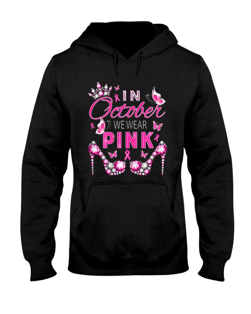 In October we wear pink breast cancer awareness ribbon girly T-Shirt