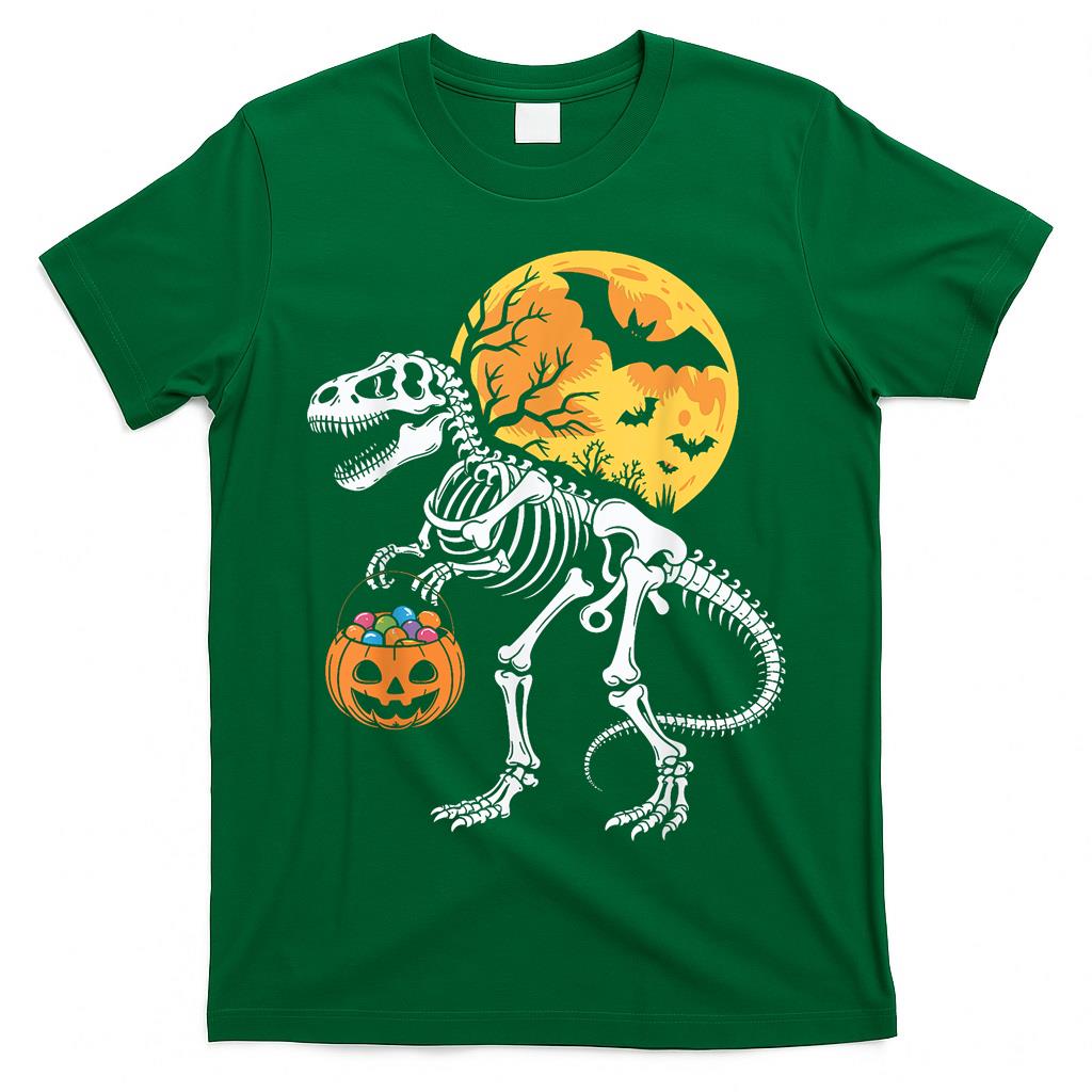 Dinosaur Skeleton Halloween Candy Holder For Trick Or Treat T-Shirt