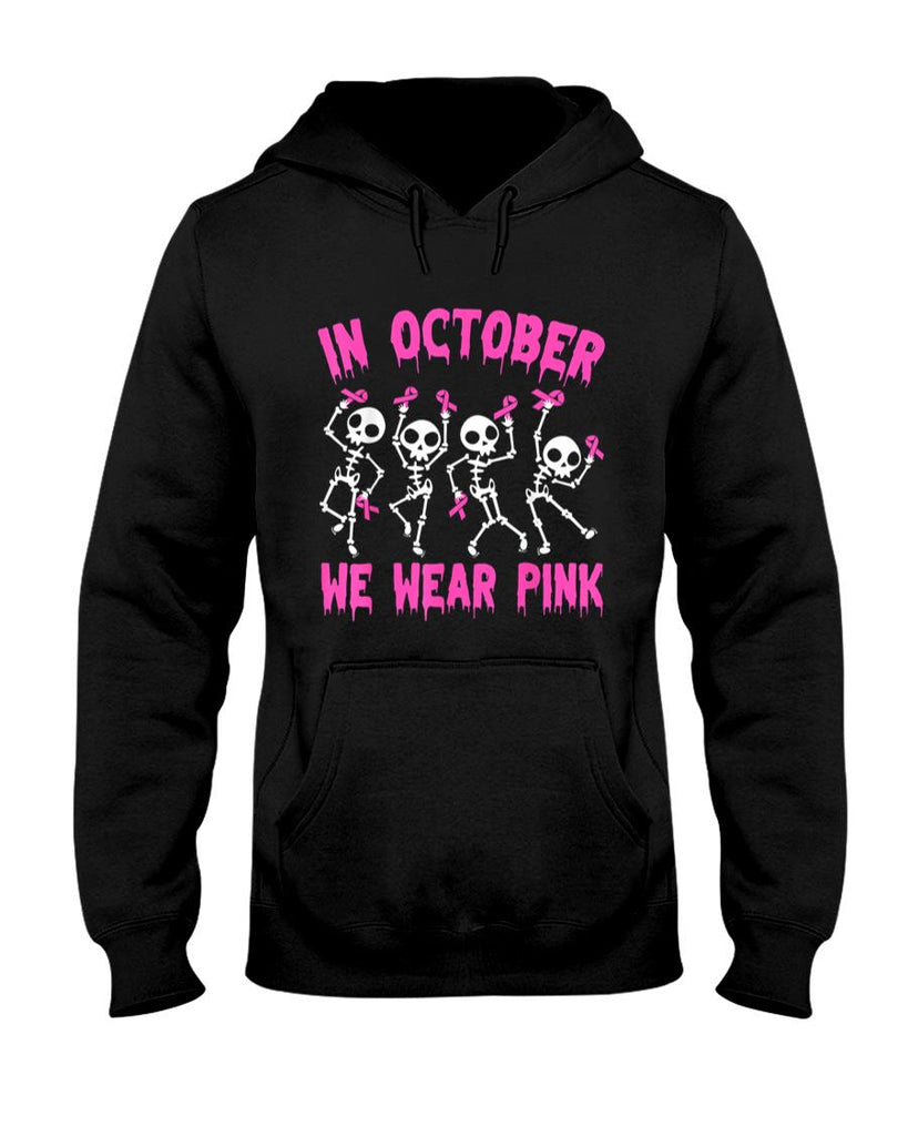 In October We Wear Pink Breast Cancer Awareness Skeleton T-Shirt
