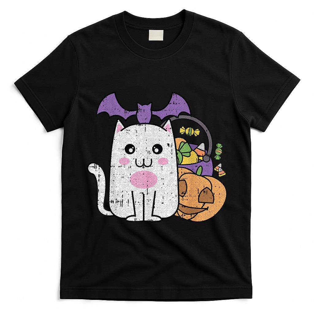 Cat Kawaii Lazy Halloween Costume Cute Kitten Trick Or Treat  for Men Women Kids T-Shirt