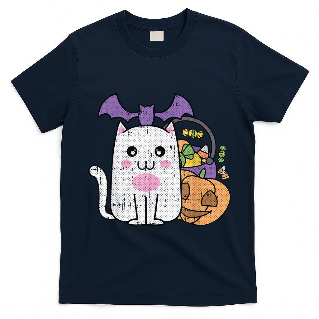 Cat Kawaii Lazy Halloween Costume Cute Kitten Trick Or Treat  for Men Women Kids T-Shirt