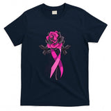 Pink Ribbon Rose Breast Cancer Awareness Survivor Warrior T-Shirt