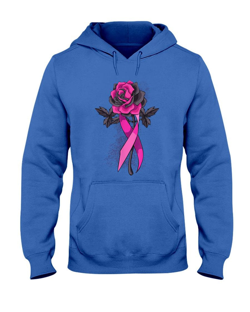 Pink Ribbon Rose Breast Cancer Awareness Survivor Warrior T-Shirt