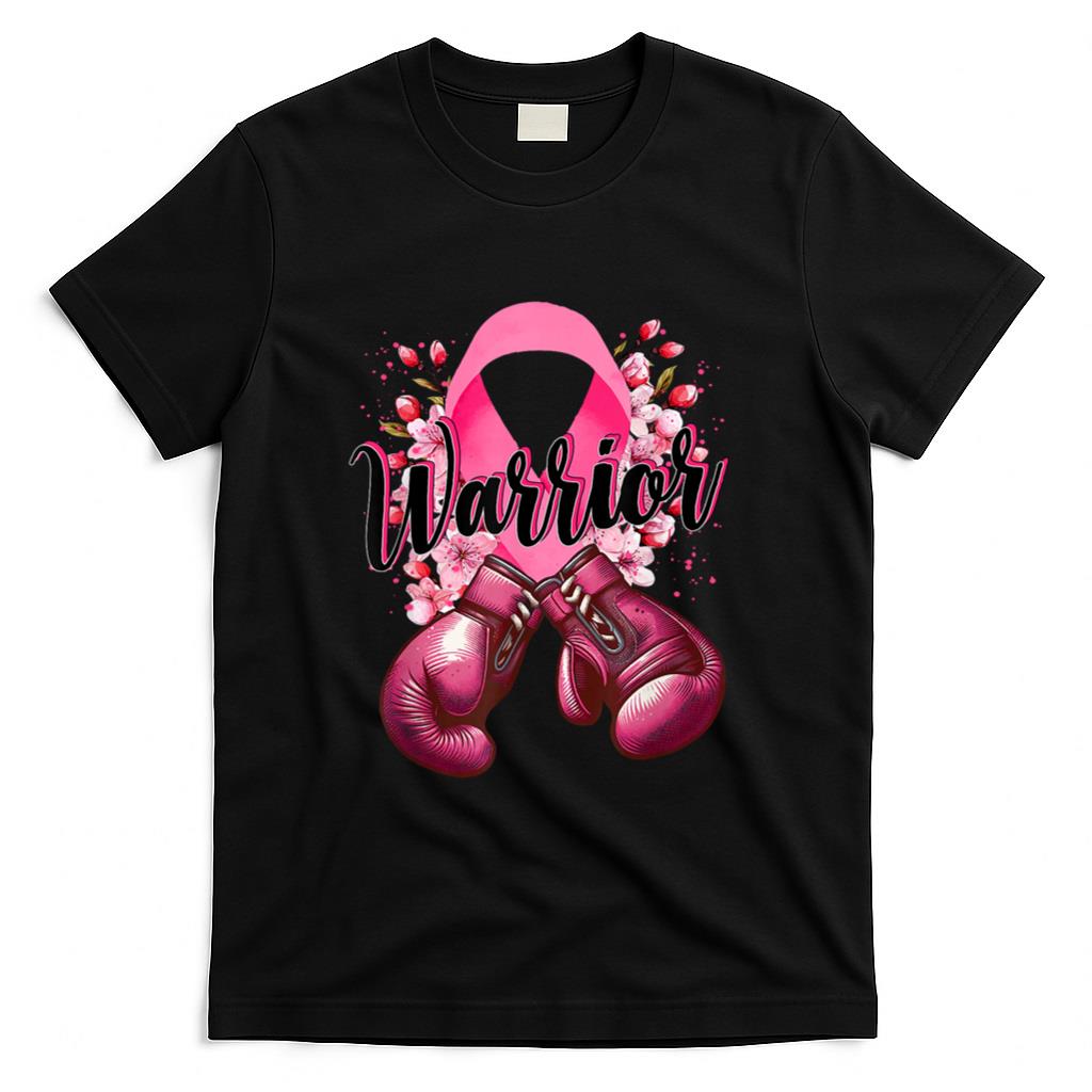 Warrior Boxing Gloves Pink Ribbon Breast Cancer Awareness T-Shirt
