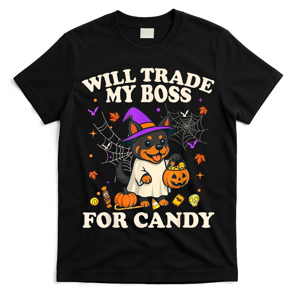 Funny Halloween Rottweiler Dog Lover Candy Trick or Treat T-Shirt