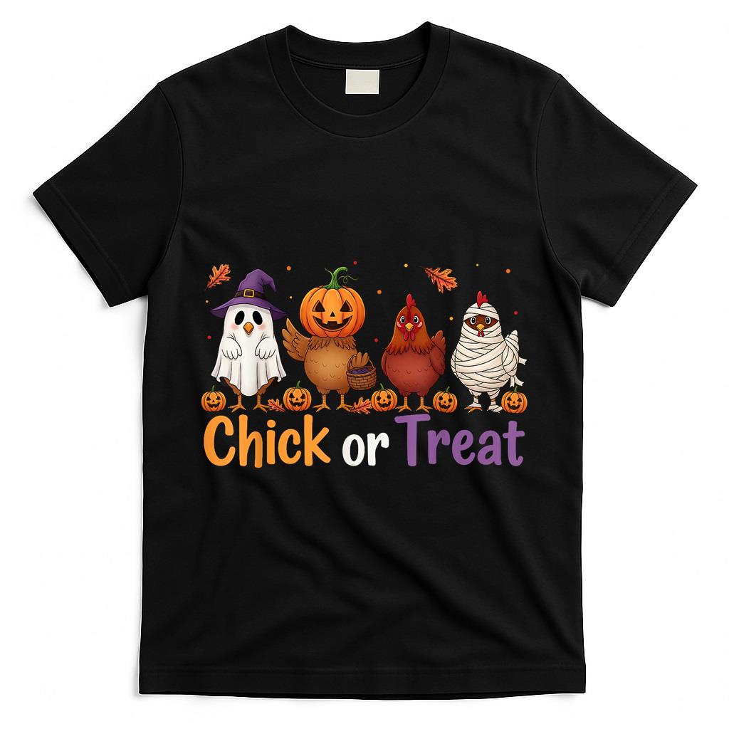 Chick Or Treat Halloween Witch Spooky Chicken Farmer T-Shirt