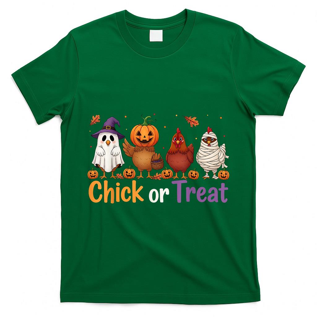 Chick Or Treat Halloween Witch Spooky Chicken Farmer T-Shirt