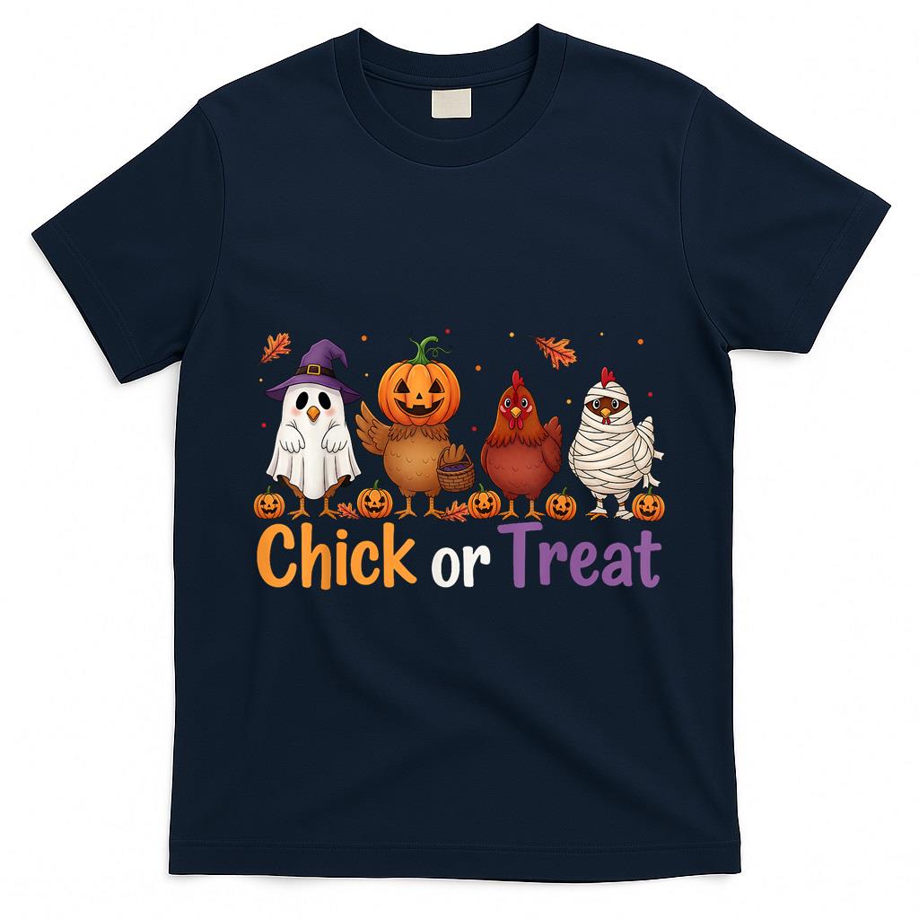 Chick Or Treat Halloween Witch Spooky Chicken Farmer T-Shirt