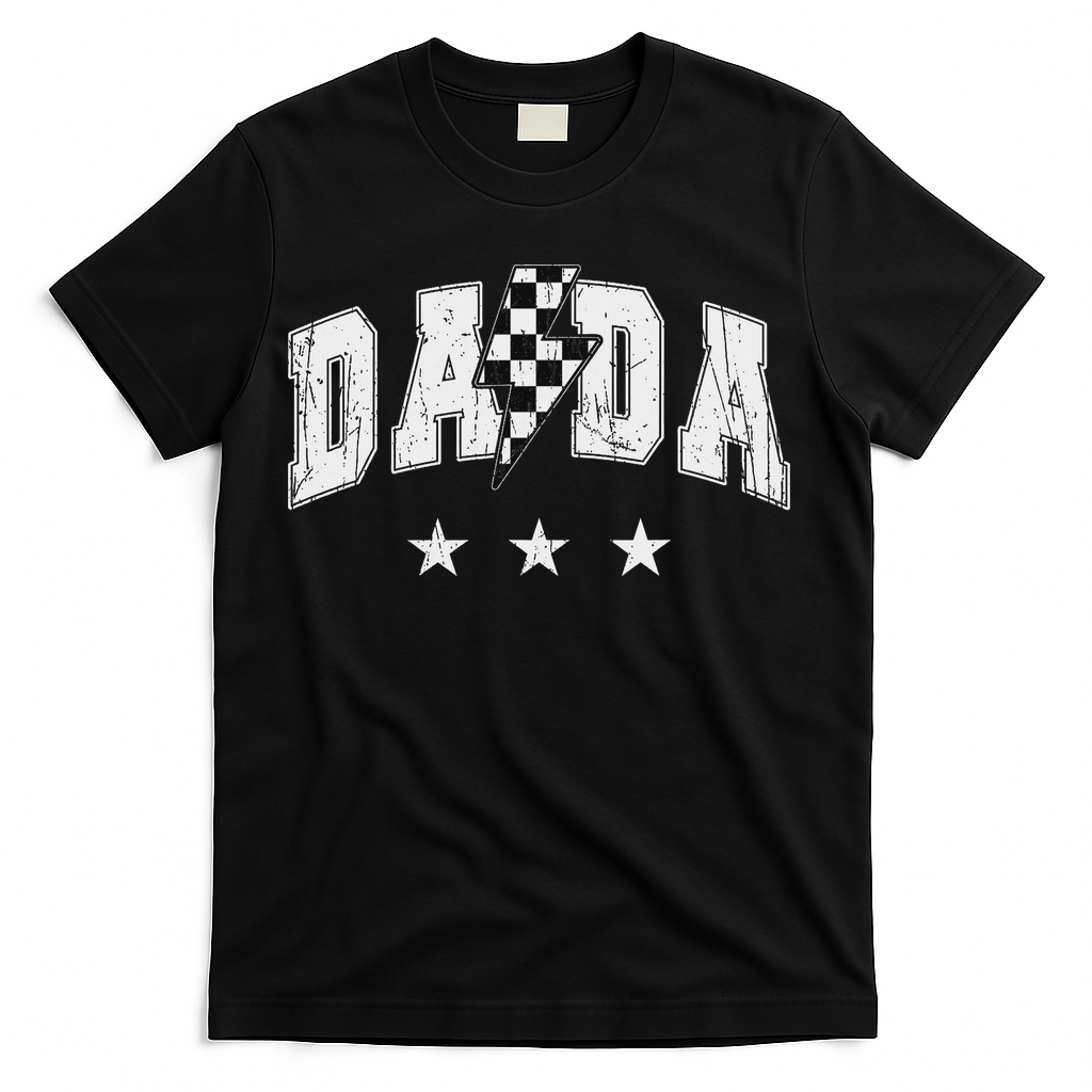 Retro Dada Lightning Bolt Checkered Father’s Day T-Shirt