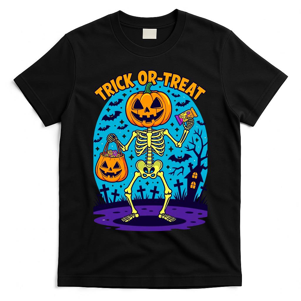 Trick or Treat Skeleton – Pumpkin Head, Candy & Spooky Night Classic T-Shirt