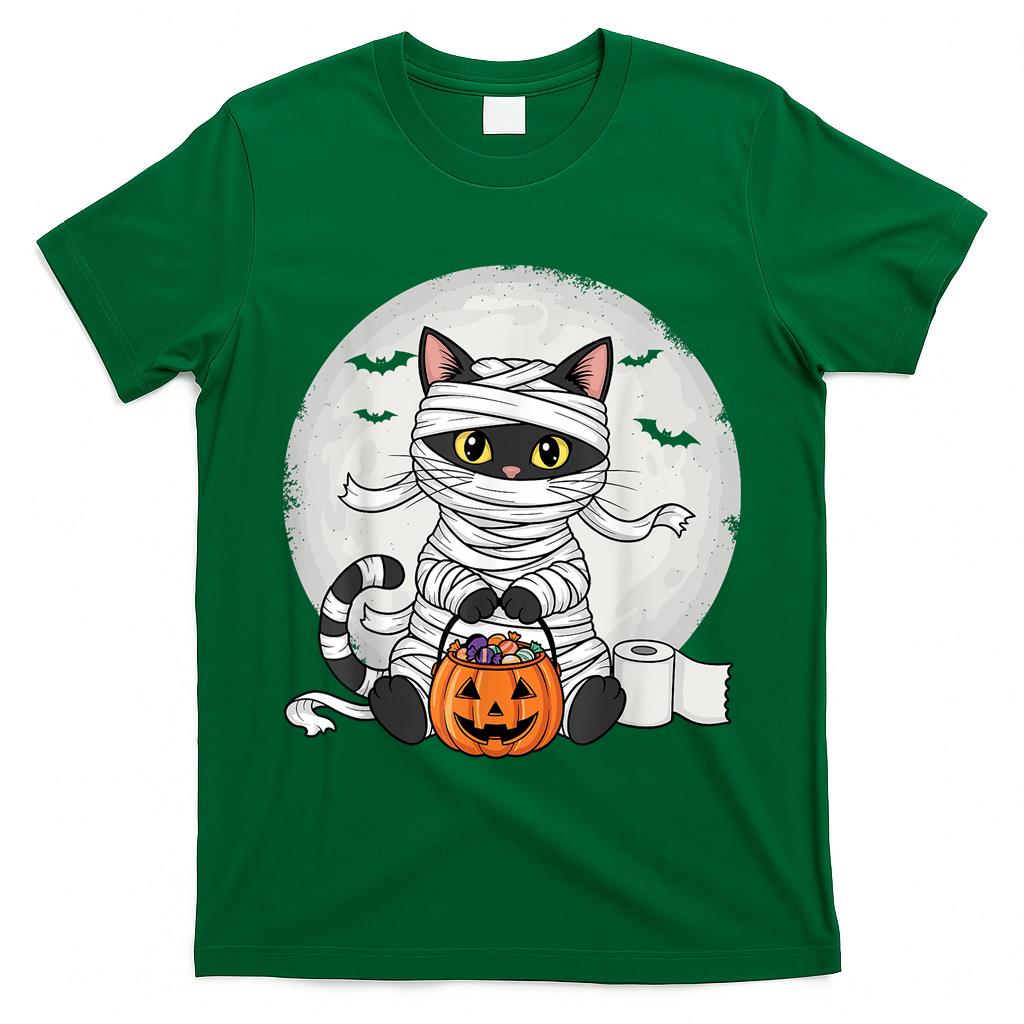 Cute Mummy Black Cat Halloween Costume Funny Trick or Treat T-Shirt