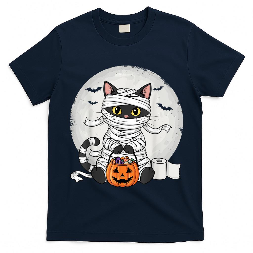 Cute Mummy Black Cat Halloween Costume Funny Trick or Treat T-Shirt