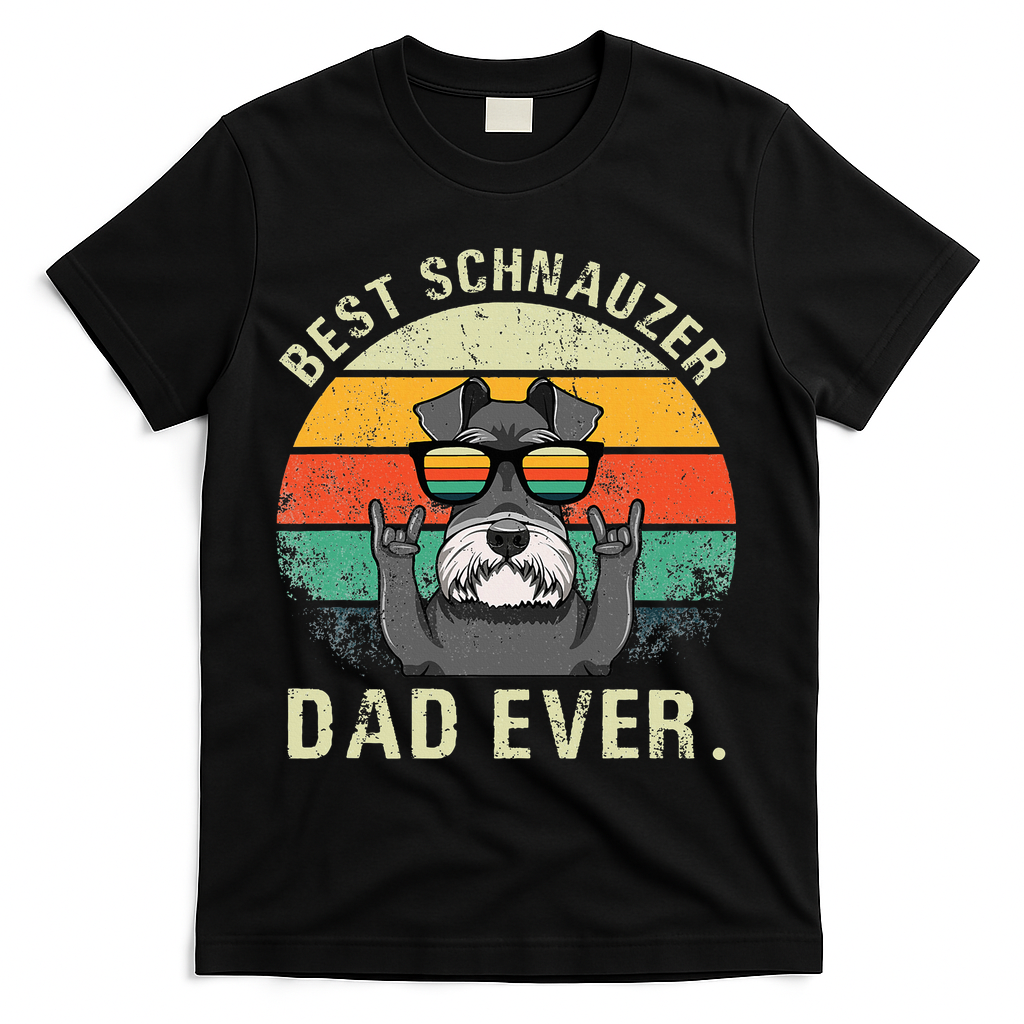 Dog Vintage Best Schnauzer Dad Ever Fathers Day T-Shirt
