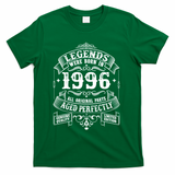30th Birthday Vintage Scroll Border Legends Were Born Age Perfectly 1996 T-Shirt - Green