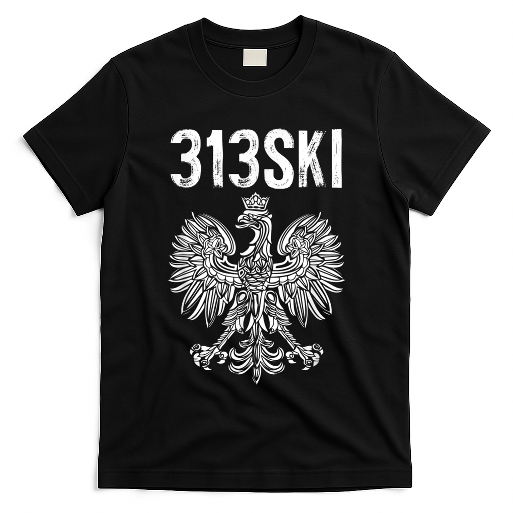 313SKI Detroit Michigan Area Code 313 Polish Pride T-Shirt