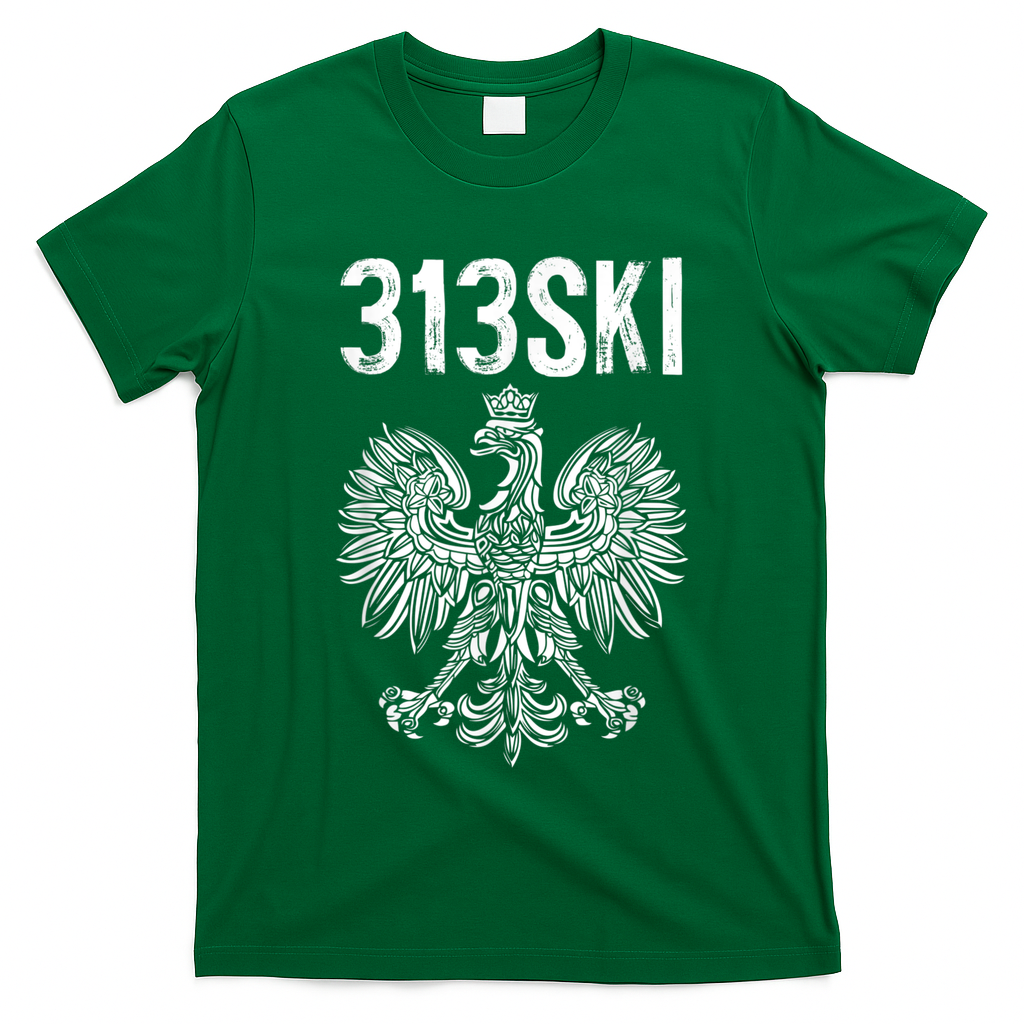 313SKI Detroit Michigan Area Code 313 Polish Pride T-Shirt