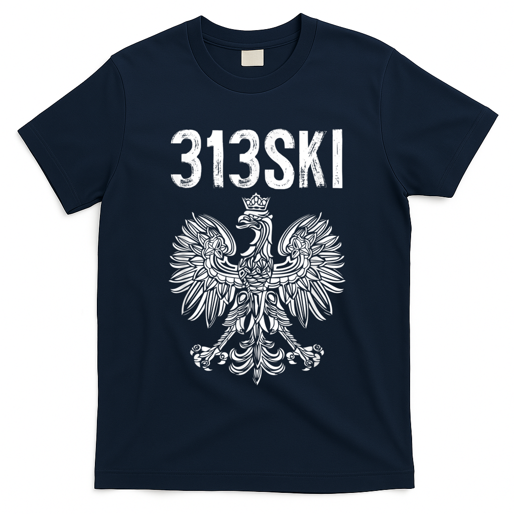 313SKI Detroit Michigan Area Code 313 Polish Pride T-Shirt
