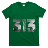 313 Detroit Michigan Area Code Pride Skyline Vintage T-Shirt