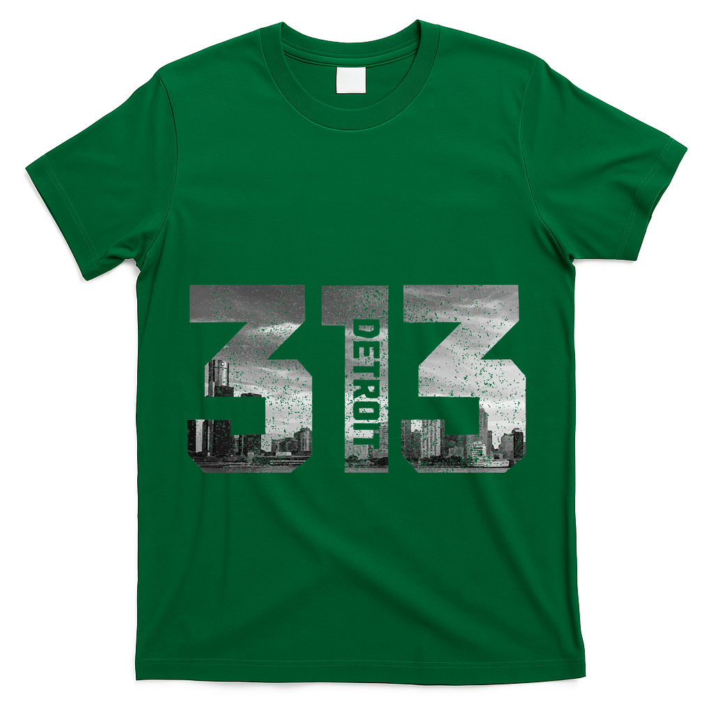 313 Detroit Michigan Area Code Pride Skyline Vintage T-Shirt
