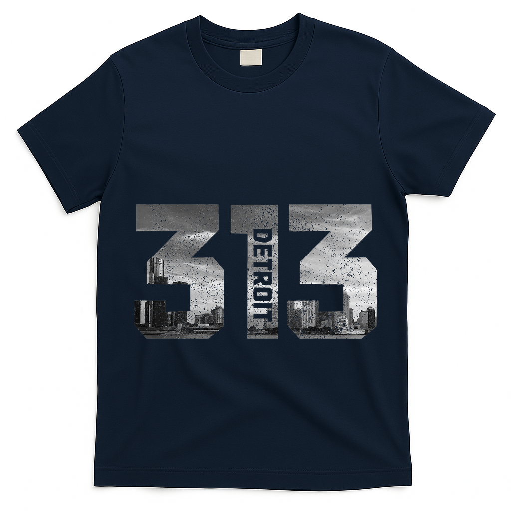 313 Detroit Michigan Area Code Pride Skyline Vintage T-Shirt