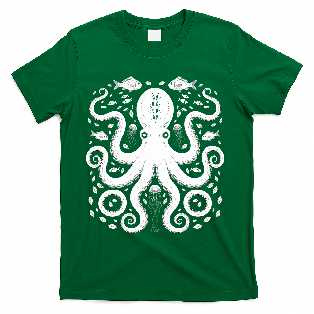 Vintage Octopus Retro Graphic Octopuses Fisherman T-Shirt