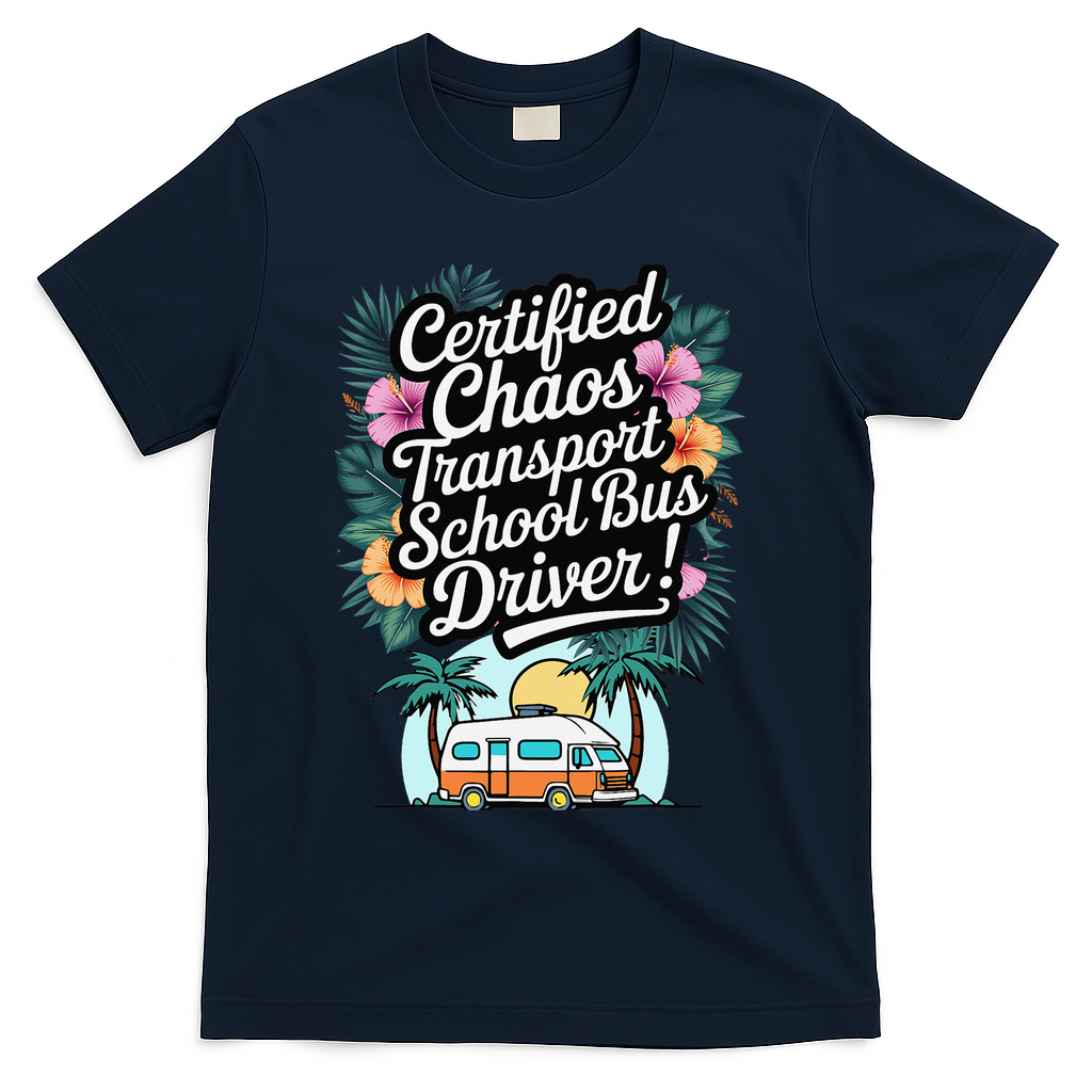 Certified Chaos Transport School Bus Driver DAD Teacher T-Shirt