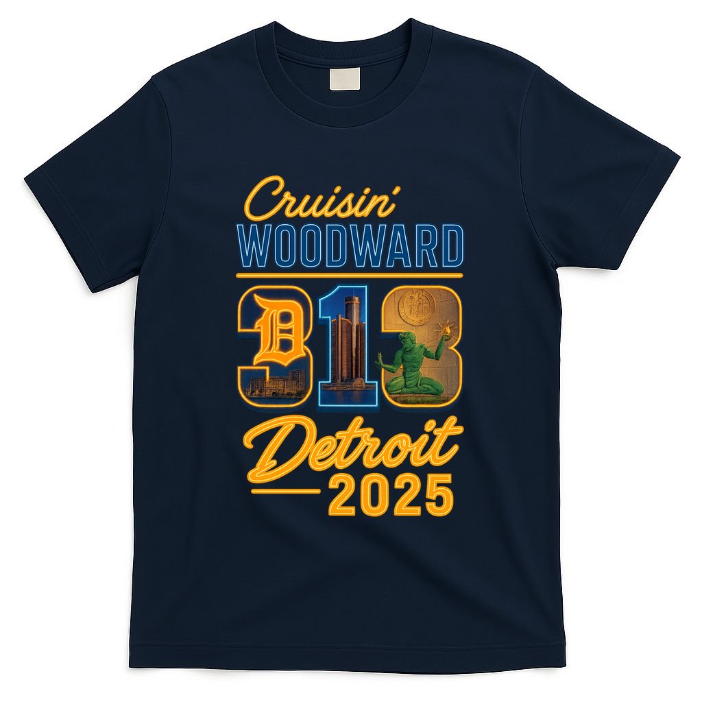 313 Cruisin' Woodward Detroit M1 2025 T-Shirt