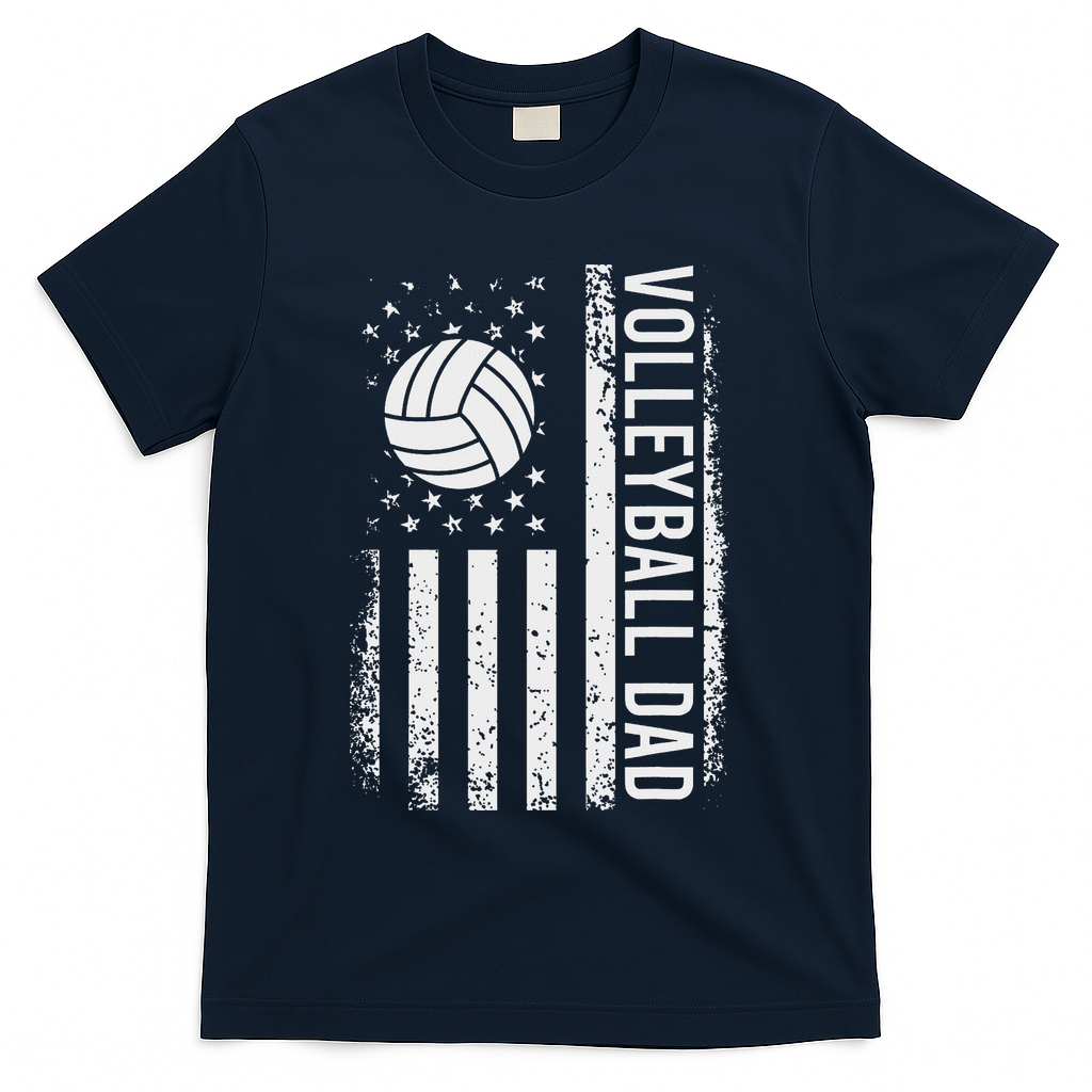 Vintage Volleyball Dad Usa Flag Retro Fathers Day Daddy Papa T-Shirt