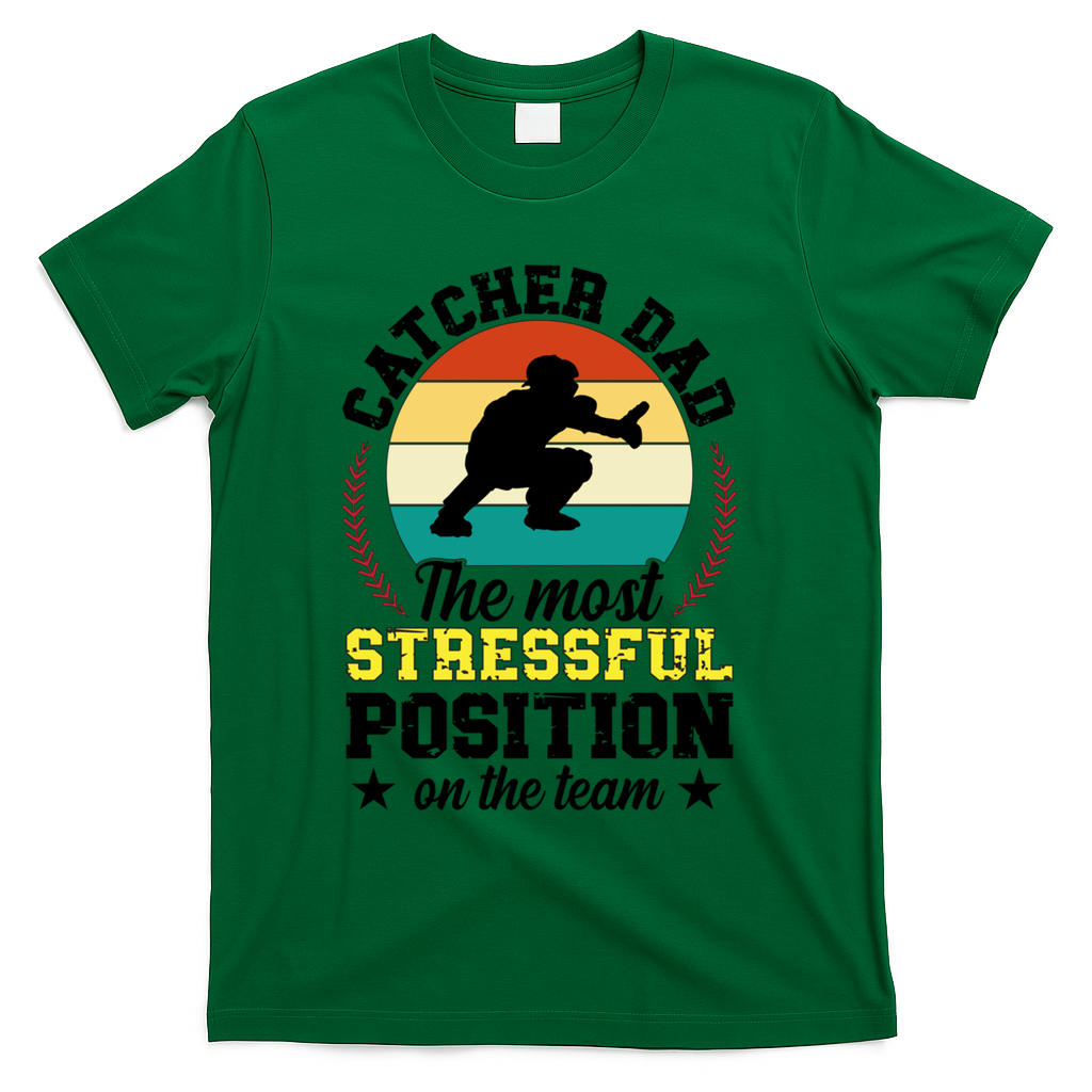 Softball Catcher Dad Funny Dad Of A Softball Catcher Father Meaningful Gift T-Shirt