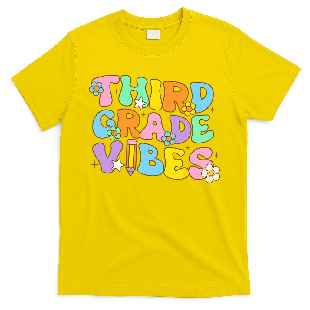 3rd Grade Vibes Back To School Retro Third Grade Teachers T-Shirt
