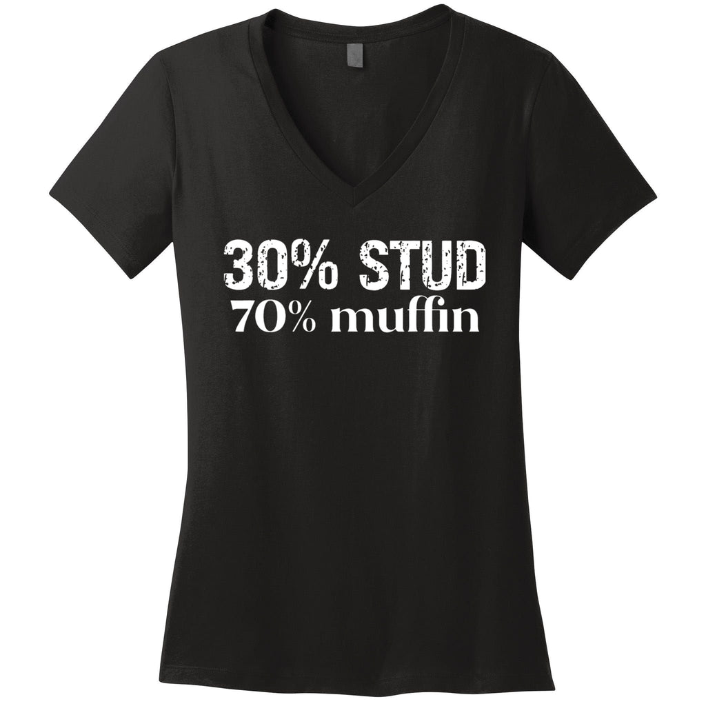 30 Stud 70 Muffin Funny Valentine Sayings FatherS Day Gift Women's V-Neck T-Shirt