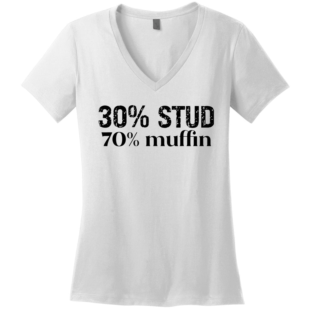 30 Stud 70 Muffin Funny Valentine Sayings FatherS Day Gift Women's V-Neck T-Shirt