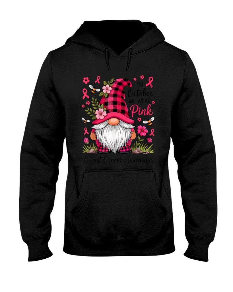 In October We Wear Pink Ribbon Warrior Gnomes Breast Cancer T-Shirt