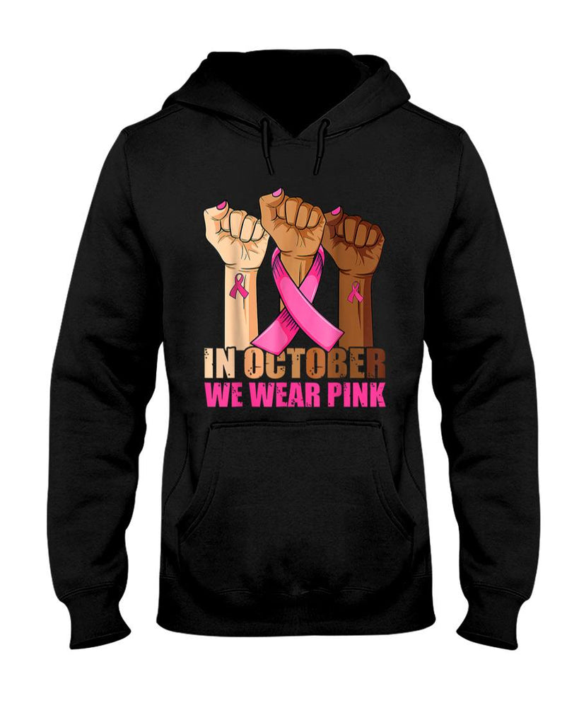 Hand In October We Wear Pink Breast Cancer Awareness Month T-Shirt