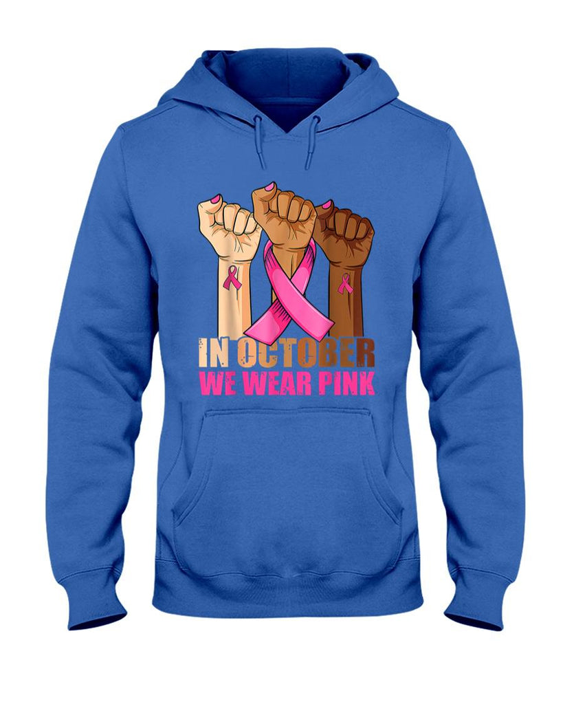 Hand In October We Wear Pink Breast Cancer Awareness Month T-Shirt