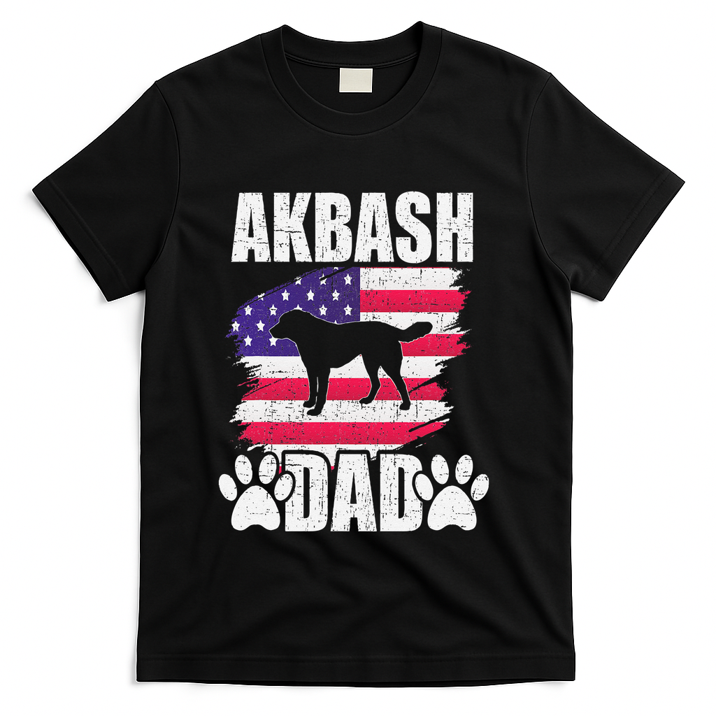 Akbash Dad Dog Lover American Us Flag T-Shirt