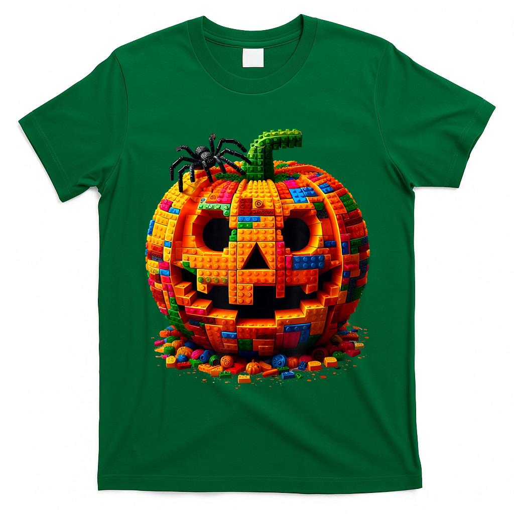 Halloween Master Builder Pumpkin Kids Building Blocks Bricks T-Shirt