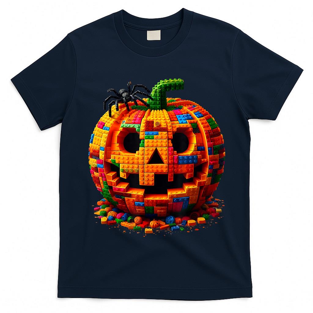 Halloween Master Builder Pumpkin Kids Building Blocks Bricks T-Shirt