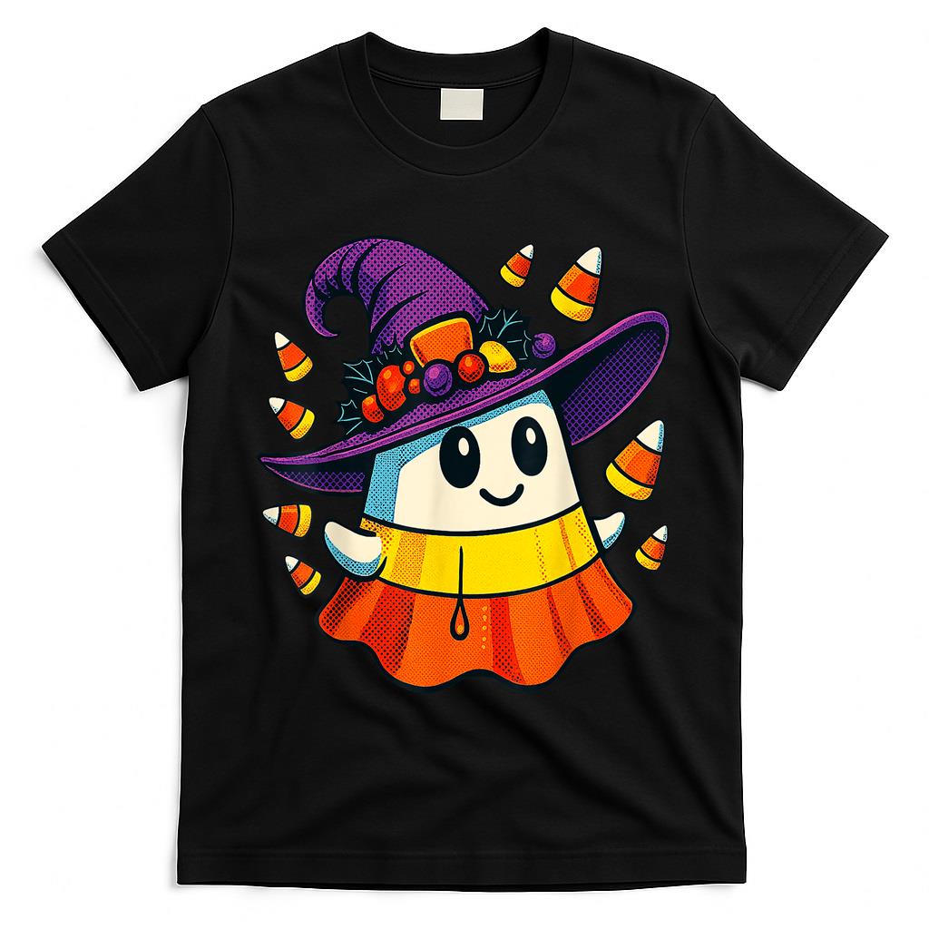 Halloween Ghost Candy Corn Witch Hat Trick Or Treat Kid Boy T-Shirt