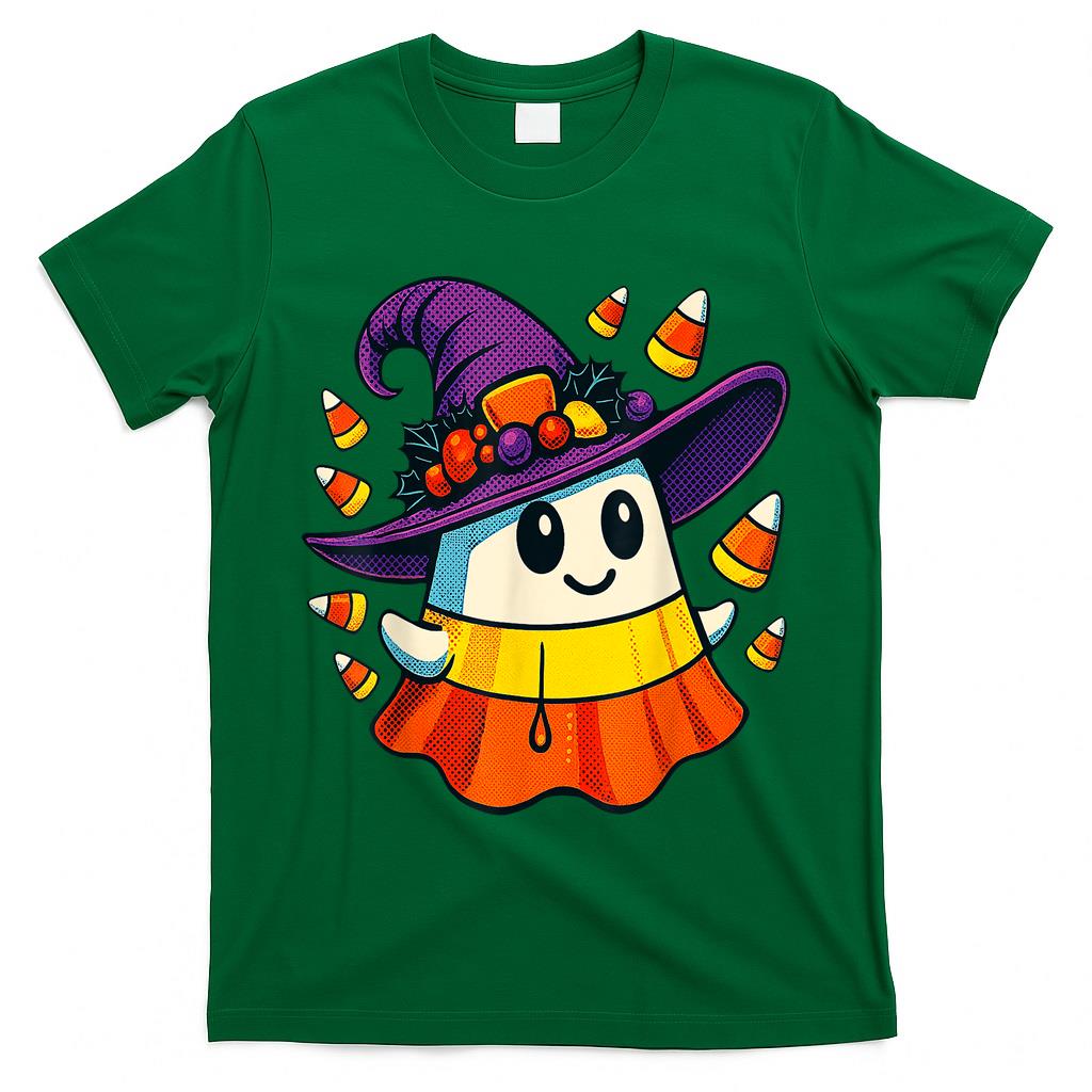 Halloween Ghost Candy Corn Witch Hat Trick Or Treat Kid Boy T-Shirt