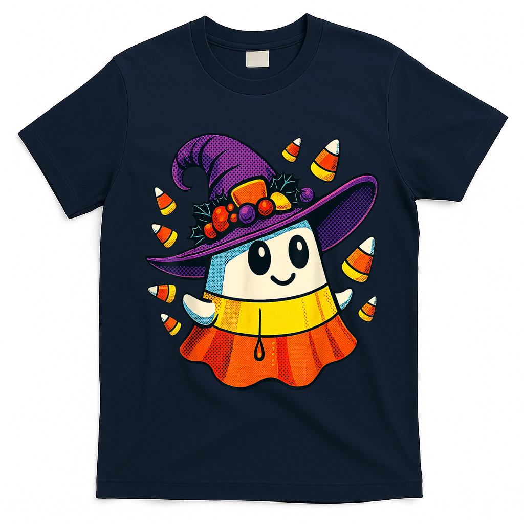 Halloween Ghost Candy Corn Witch Hat Trick Or Treat Kid Boy T-Shirt