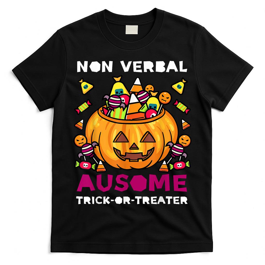 Autism ASD Awareness Halloween Non Verbal Trick Or Treat T-Shirt