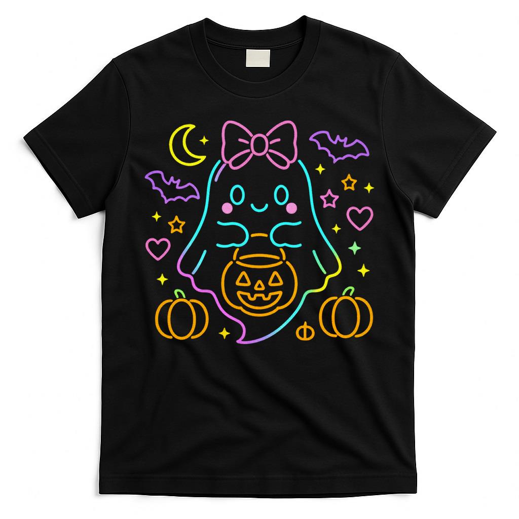 Cute Neon Ghost Halloween Oversized T-Shirt